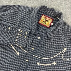 Cinch CLASSIC COWBOY COLLECTION Mens Shirt XL Navy Plaid Long Sleeve Regular Fit